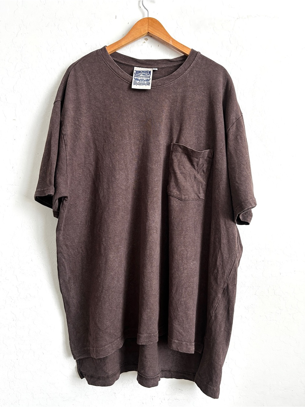 Jungmaven Big Tee Unisex 2 Pocket Oversized Relaxed Fit Organic Coffee Brown